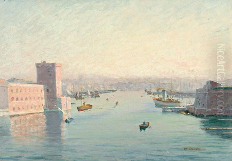 Le Port De Marseille Oil Painting by Edouard Cremieux