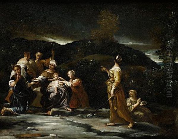 Jupiter Guarded By The Corybantes On The Island Of Crete Oil Painting by Giuseppe Maria Crespi