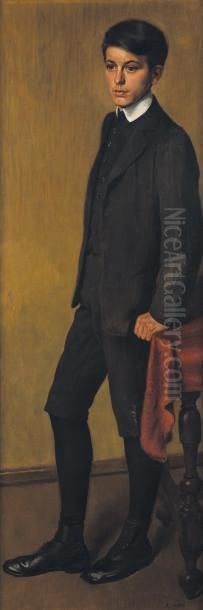 Portrait De Jeune Homme (le Fils Du Peintre) Oil Painting by Adolphe Crespin