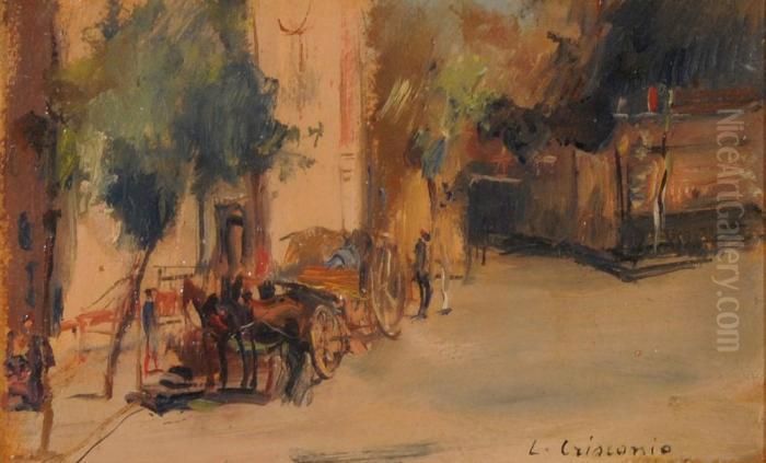 Scorcio Di Paese Oil Painting by Luigi Crisconio