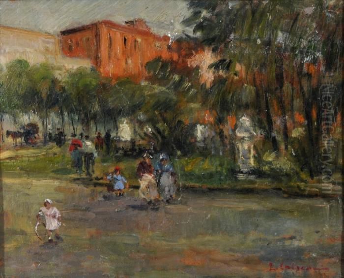 Scorcio Di Villa Comunale Oil Painting by Luigi Crisconio