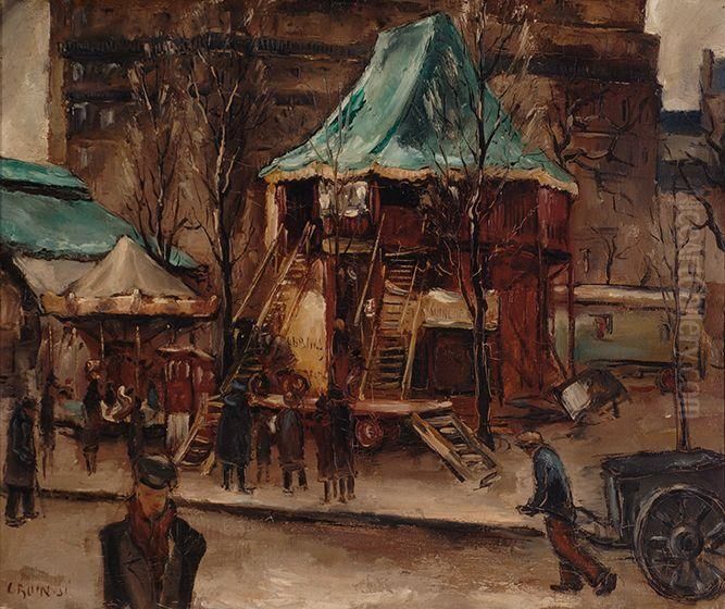 Fairground In Paris Oil Painting by Jos Croin