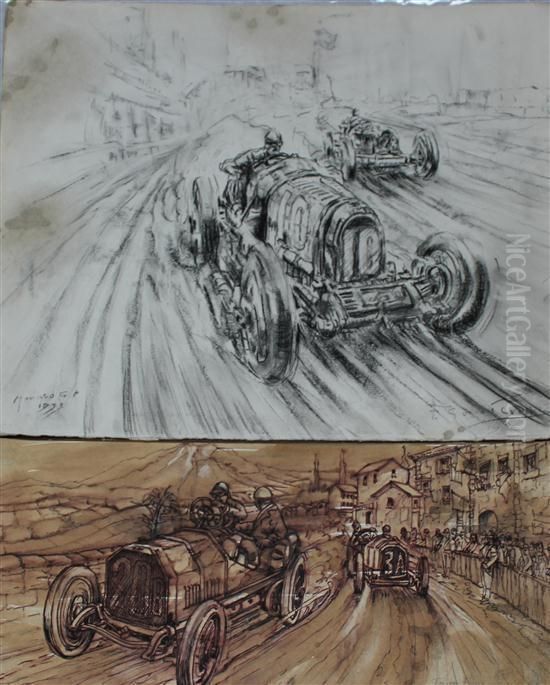 Monaco Gp Oil Painting by Frederick Gordon Crosby