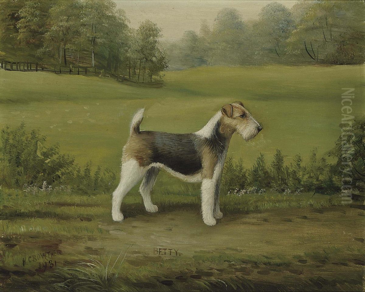 Betty, A Wire Fox Terrier Oil Painting by Henry Crowther