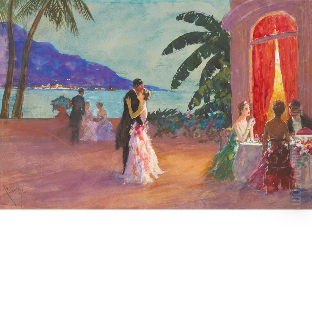 L'heure Bleu Cap Martin Oil Painting by Edward Alfred Cucuel