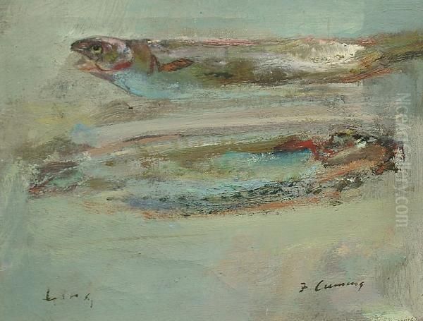 Two Fish Oil Painting by Frederick G. Rees Cuming