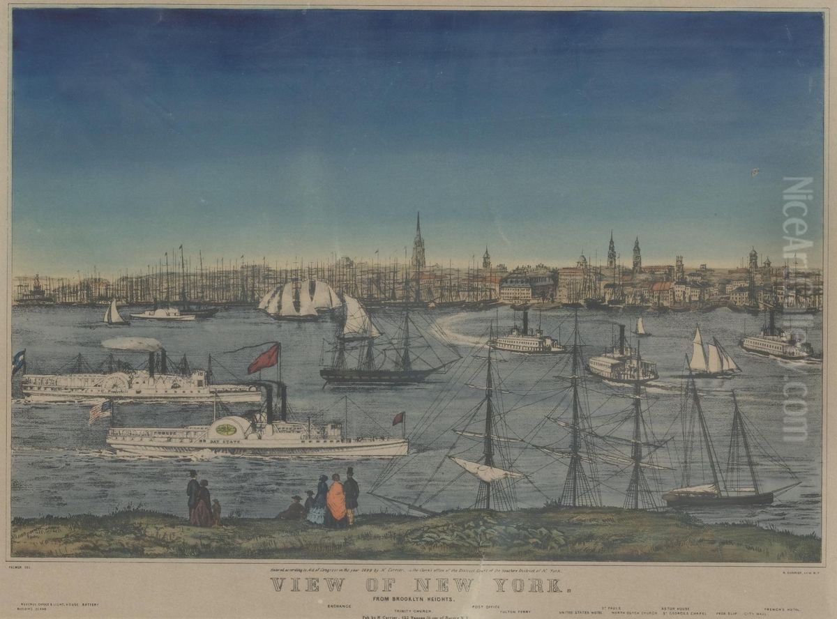 View Of New York: From Brooklyn Heights Oil Painting by Currier