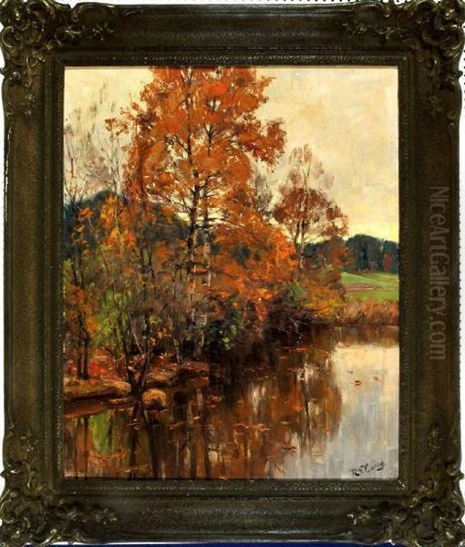 Herbstbaume Am Bachlauf Oil Painting by Robert Franz Curry