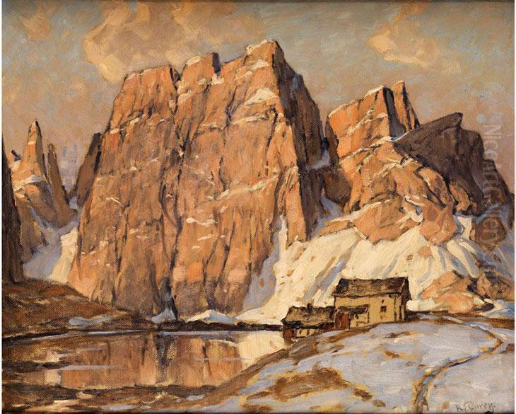 Bergsee In Den Dolomiten Oil Painting by Robert Franz Curry