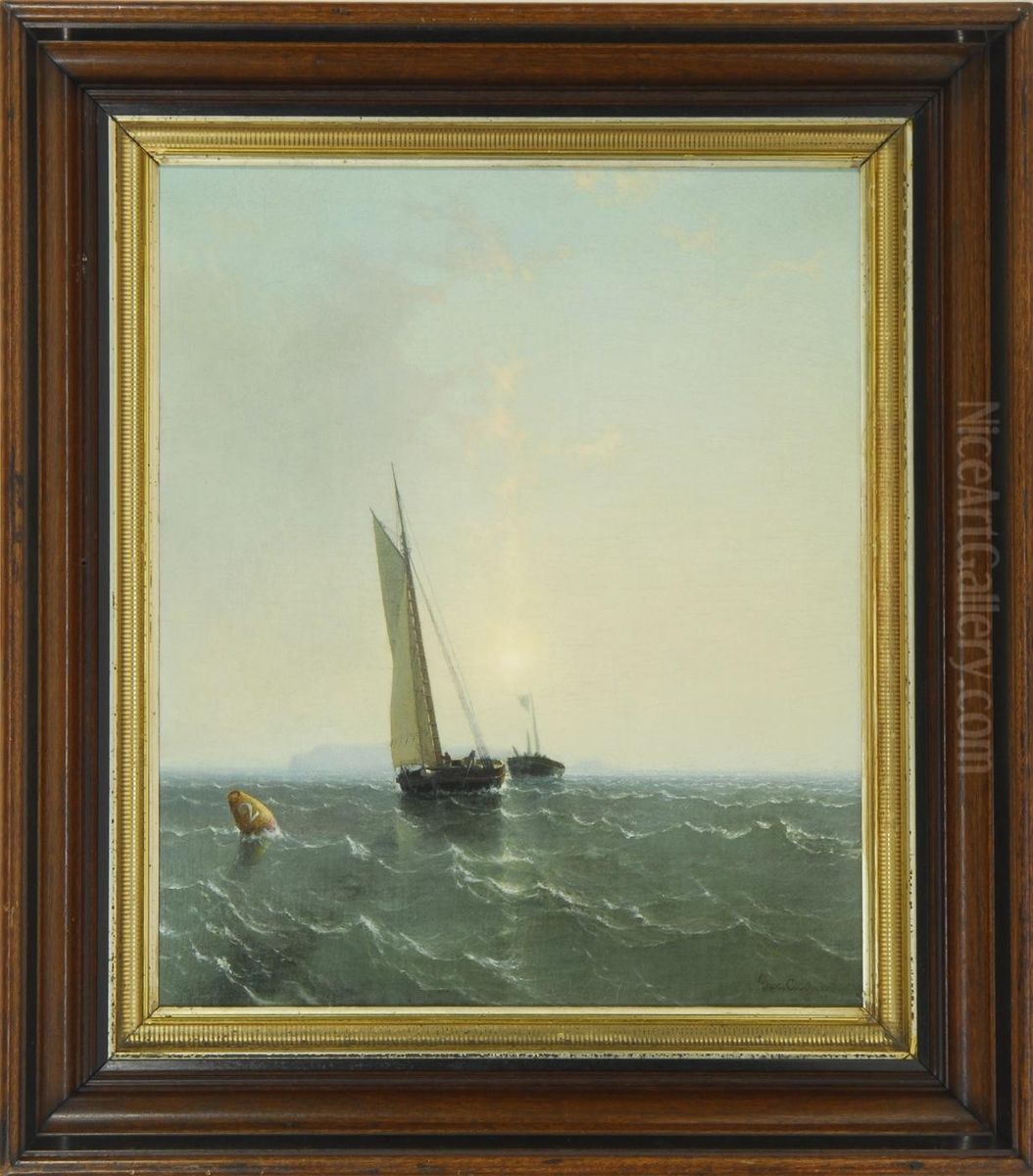 Shipping Off The Coast At Sunrise Oil Painting by George Curtis