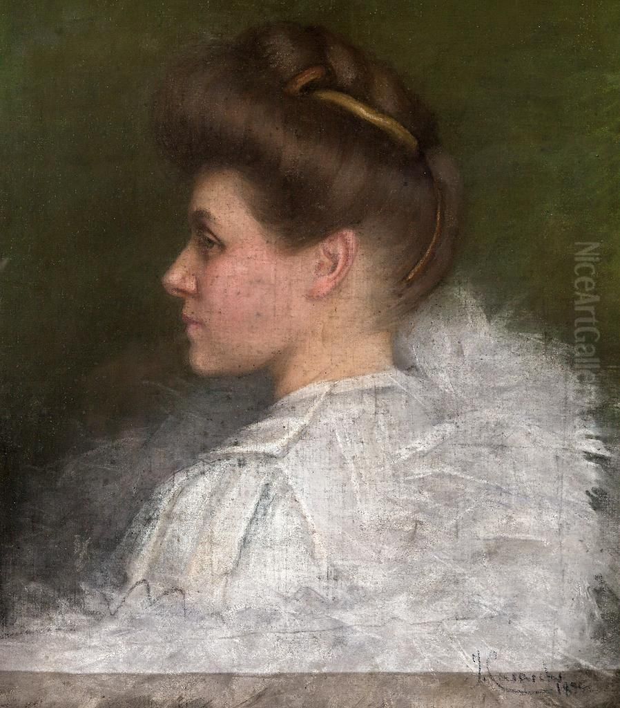 Retrato De Una Joven Oil Painting by Josep I Cusachscusachs