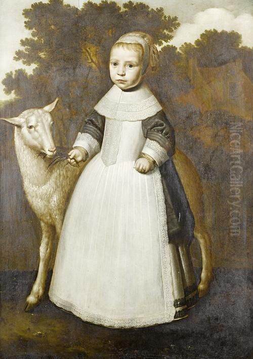 Portrait Of A Young Girl, Full-length, In Agrey Dress Oil Painting by Jacob Gerritsz. Cuyp