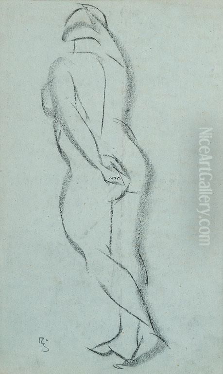 Akt Tylem Oil Painting by Tadeusz Cybulski