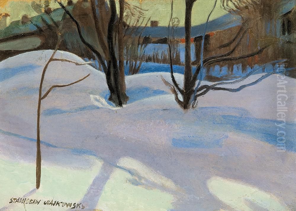 Winter Garden Oil Painting by Stanislaw Czajkowski