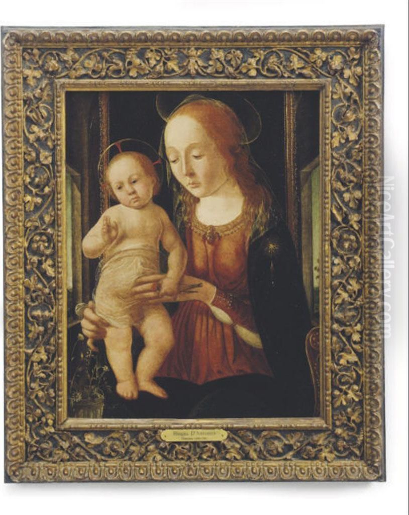 Madonna And Child Holding A Finch Oil Painting by Biagio D'Antonio