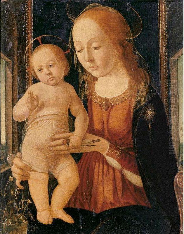 Madonna And Child In A Landscape Oil Painting by Biagio D'Antonio