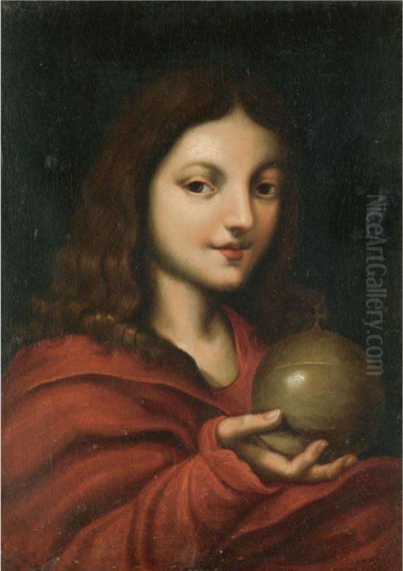 Salvator Mundi Oil Painting by Marco d' Oggiono