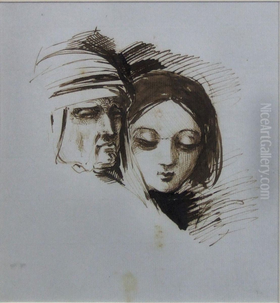 An Arab And A Girl Oil Painting by Alfred d' Orsay