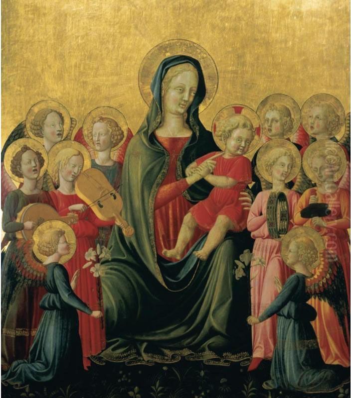 Madonna And Child With Music-making Angels Oil Painting by Francesco D'Antonio