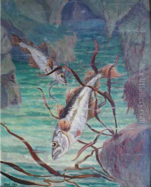 Les Poissons Oil Painting by Coran D'Ys