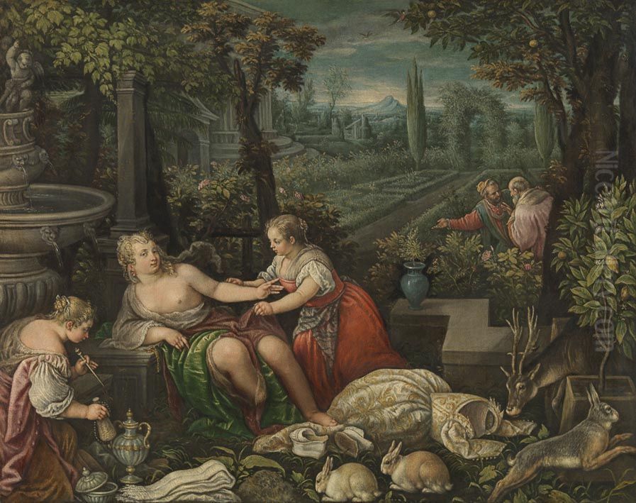 Susanna And The Elders Oil Painting by Leandro Bassano