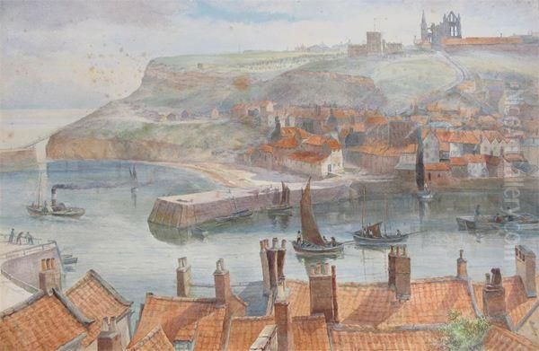 View Of Whitby Oil Painting by F. Ponte Da Player