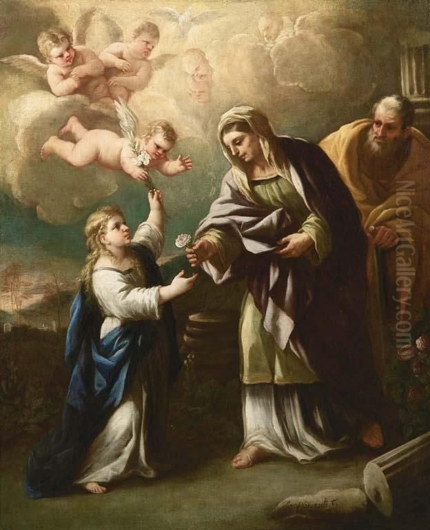 Sacra Famiglia Oil Painting by Giuseppe Simonelli