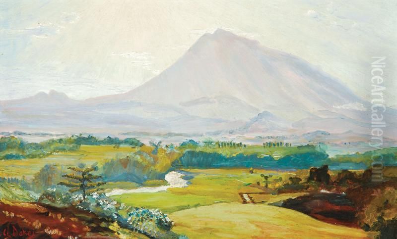 A Mountain Landscape Oil Painting by Carel L. Ii Dake
