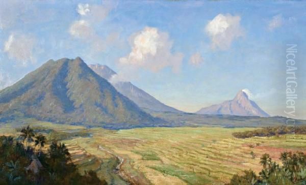 Landschap Bij Bodjong, Semarang Oil Painting by Carel L. Ii Dake