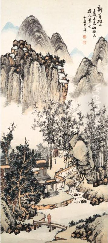 Courtyard Oil Painting by Zhai Dakun