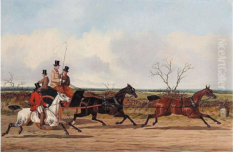 A Horse Drawn Chaise On The Road To York Oil Painting by John Dalby