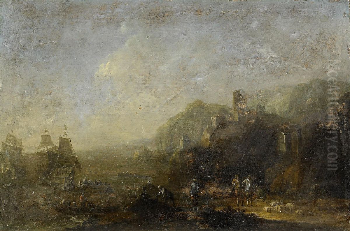 Hamnvy Oil Painting by Dirk Dalens I