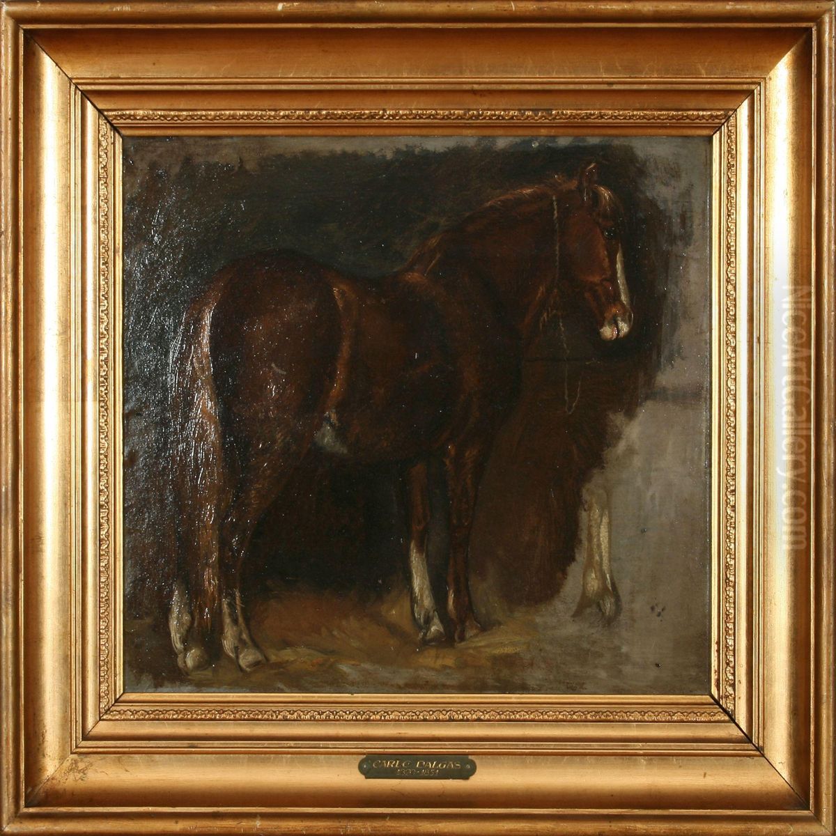 Hest I En Stald Oil Painting by Carlos Dalgas
