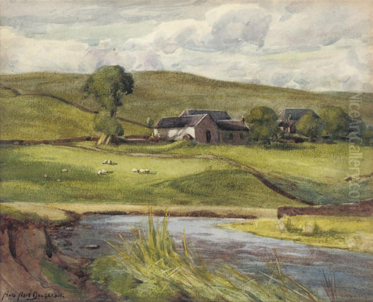 A Farm Near Crawfordjohn, Lanarkshire Oil Painting by Andrew Adie Dalglish