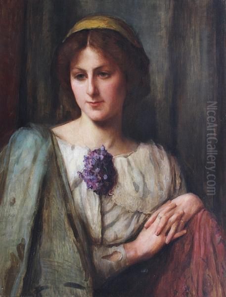 Portrait Of A Young Woman Oil Painting by Frederick Dallas Barnes