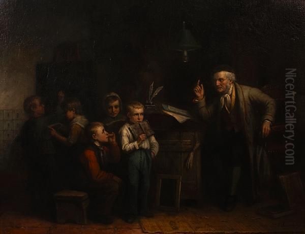 A Tutor And His Young Pupils Oil Painting by Jan Jacobus Matthijs Damschroder