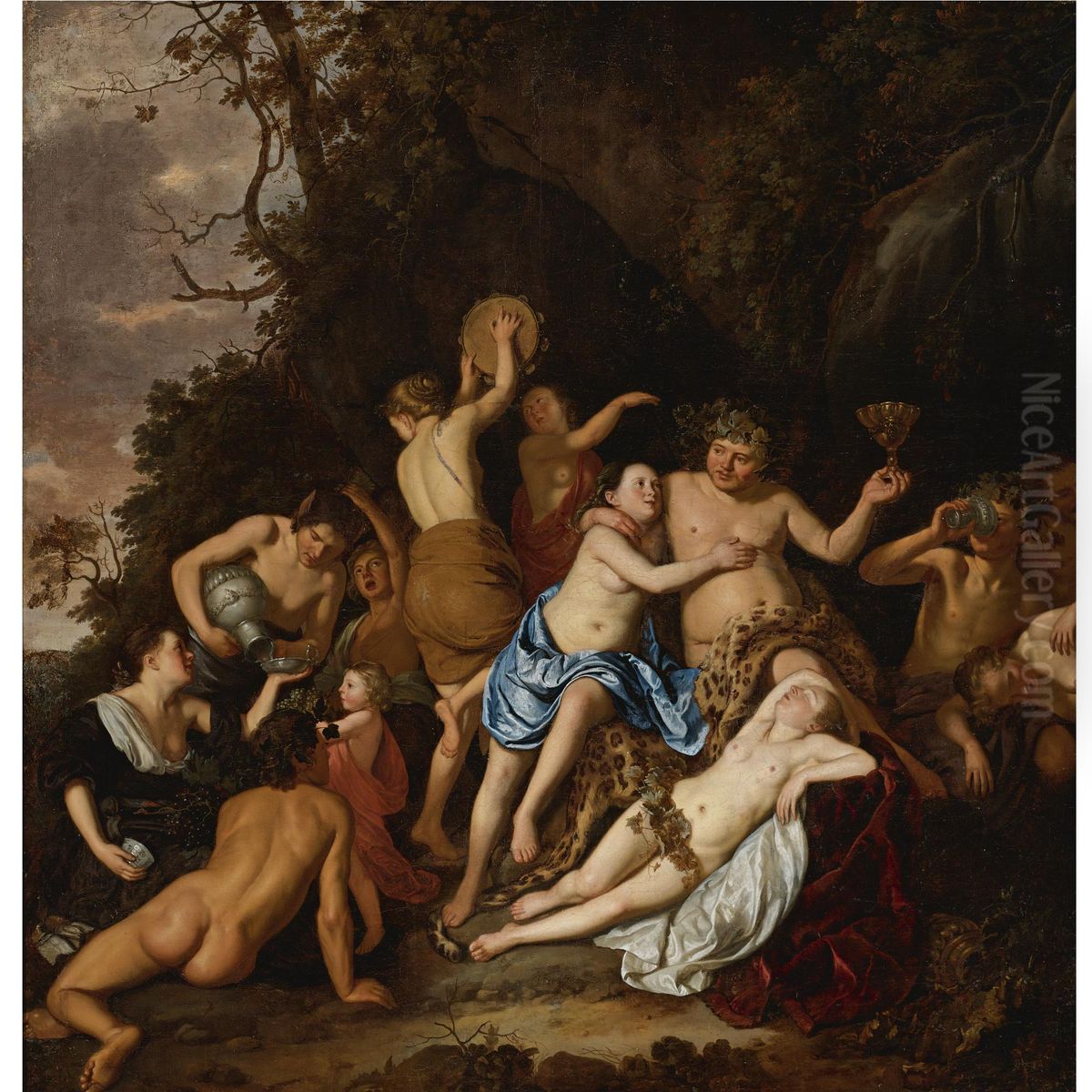 A Bacchanal Oil Painting by Johan Danckerts