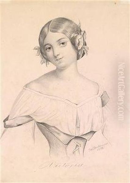 Portrat Einer Jungen Dame Oil Painting by Josef Franz Danhauser