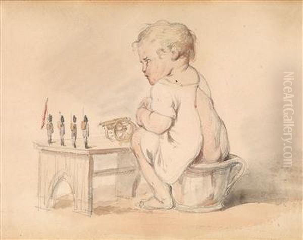 Knabe Am Topfchen Oil Painting by Josef Franz Danhauser