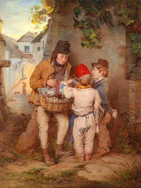 Der Gotscheerknabe Oil Painting by Josef Franz Danhauser
