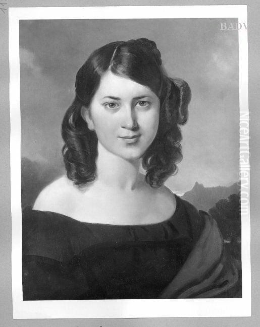 Portrait Of A Young Woman Oil Painting by Josef Franz Danhauser