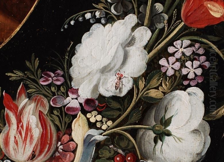 Heilige Magdalena Im Blutenkranz Oil Painting by Andries Daniels or Danielsz