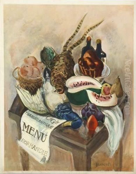 Menu Pour Le Dejeuner Oil Painting by Jean-Gabriel Daragnes