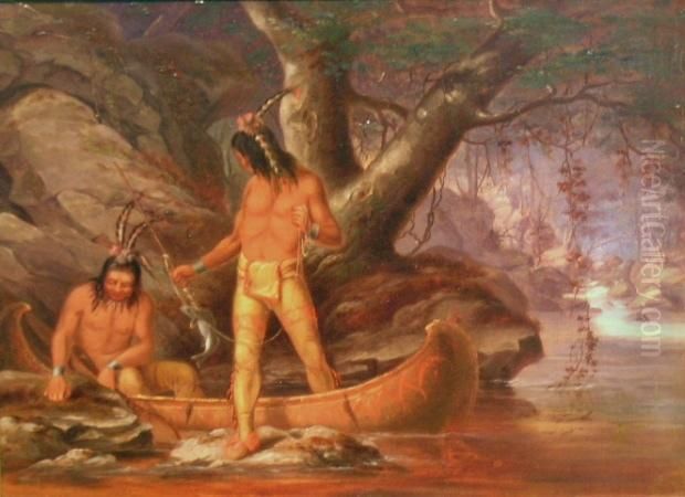 Spearing Fish Oil Painting by Felix Octavius Carr Darley