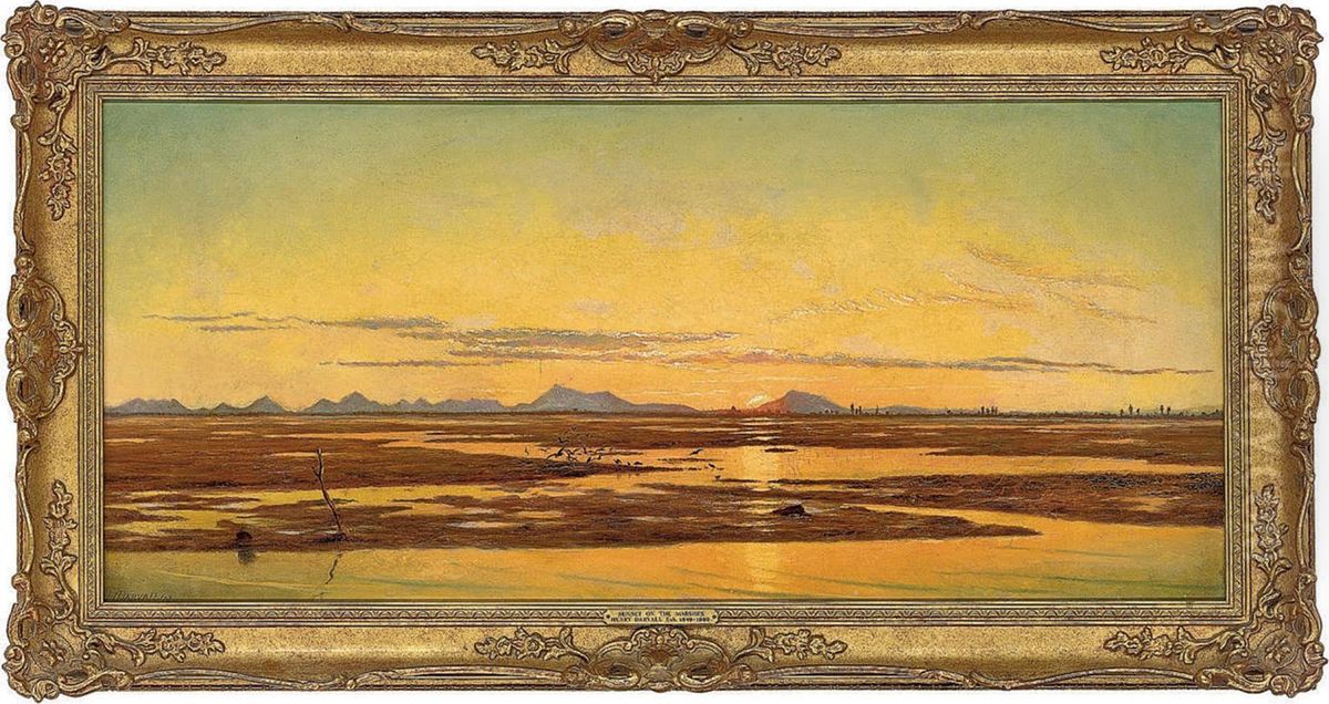 Sunset On The Marshes Oil Painting by Henry Darvall