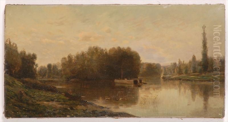 Les Bords De L'oise Oil Painting by Charles-Francois Daubigny