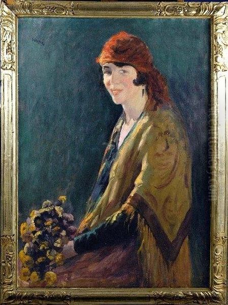 [elegante Au Bouquet Fleuri] Oil Painting by Georges Daumerie