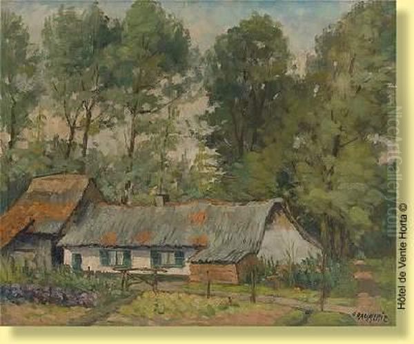 Vue De Chaumiere Oil Painting by Georges Daumerie