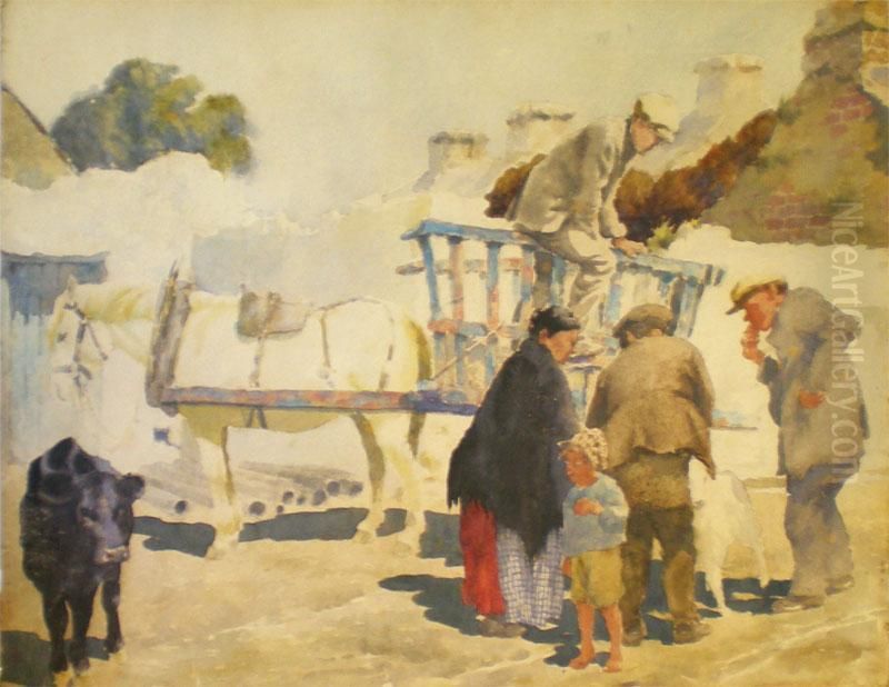 Farm Workers Oil Painting by Lilian Lucy Davidson