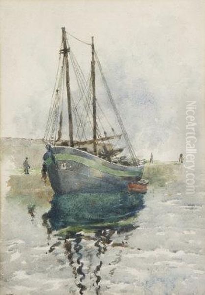 Coal Boat Oil Painting by Lilian Lucy Davidson